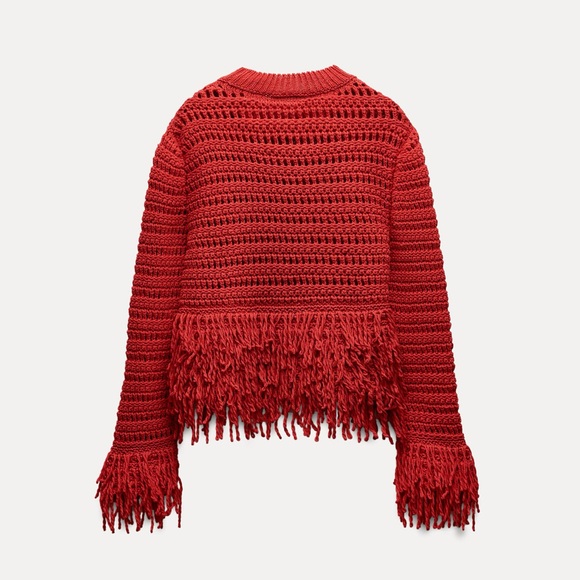 Zara FRINGED KNIT SWEATER - Picture 6 of 6